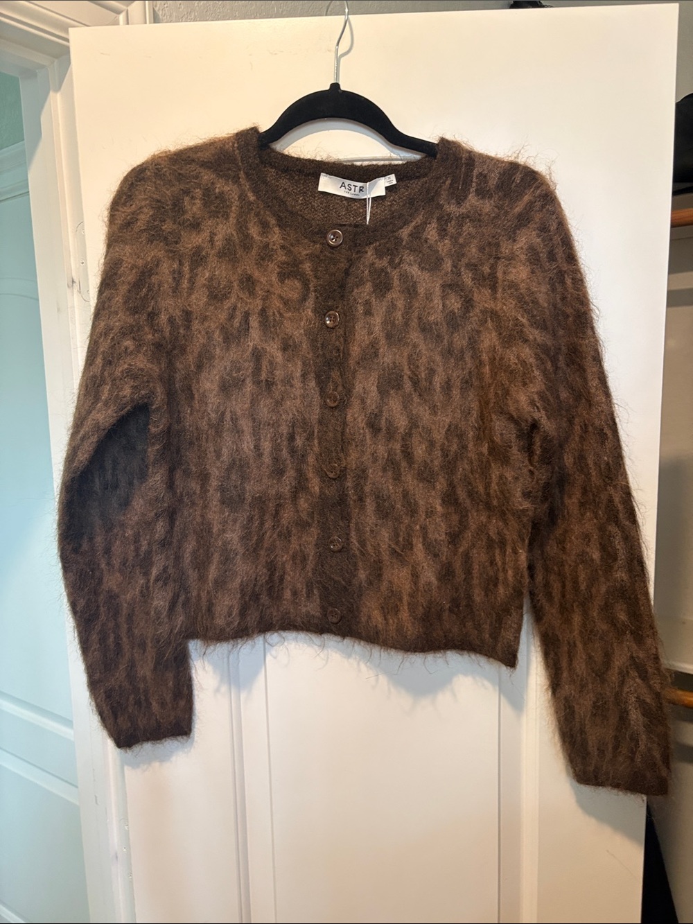 ASTR the Label Katria Fuzzy Crewneck Cardigan